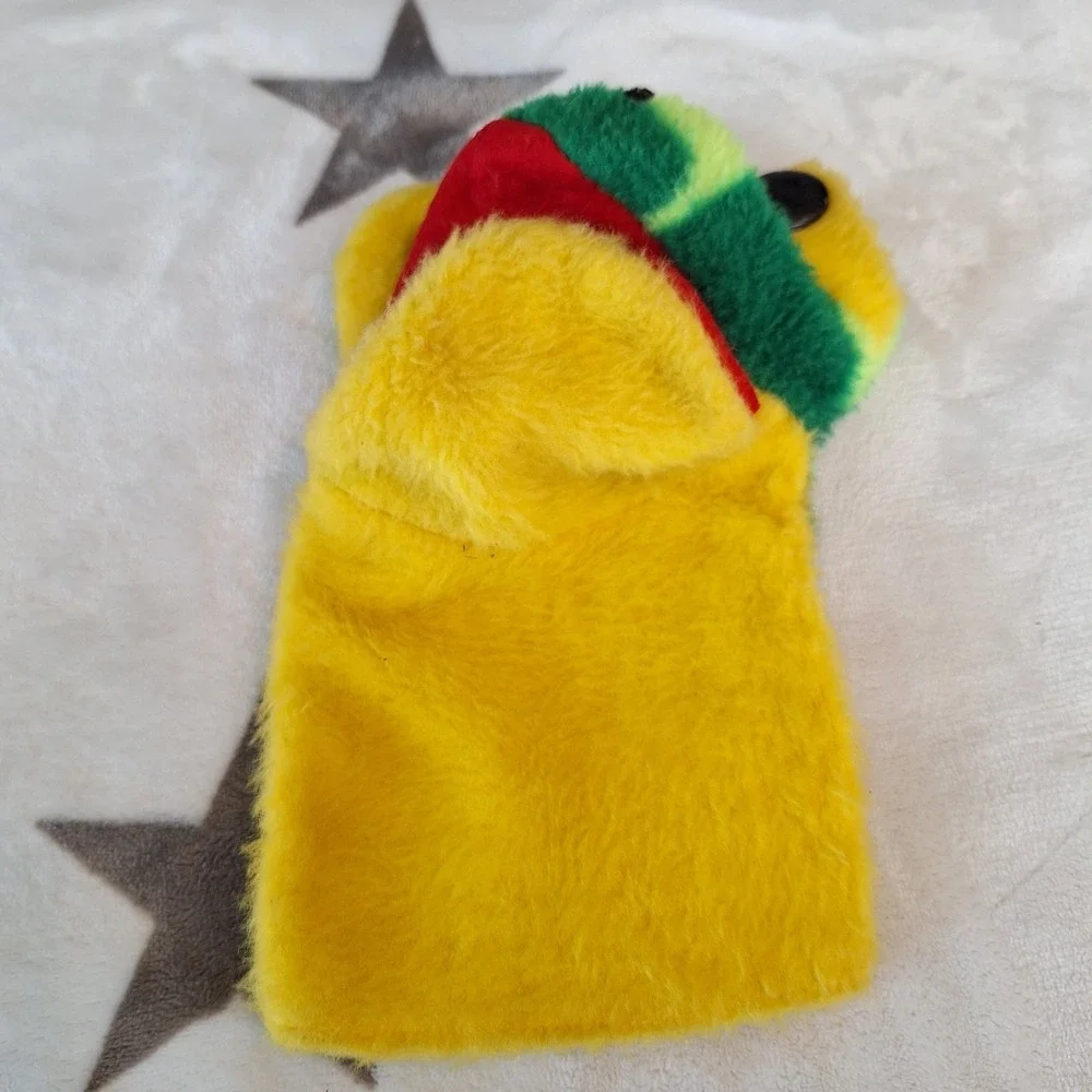 Vintage Hand Puppet Toys Plush Green Yellow‎ Frog 8
